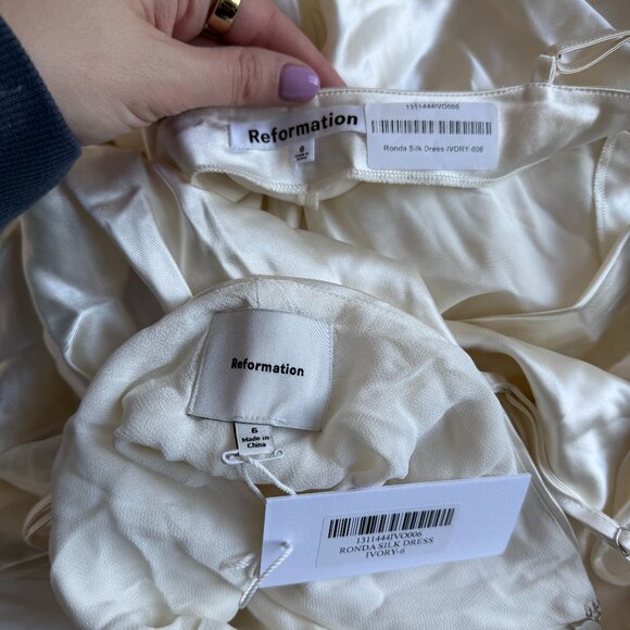 NWT Reformation Ronda Silk Maxi Dress Sz 6 Ivory One Shoulder Asymmetrical Neck - Picture 2 of 11